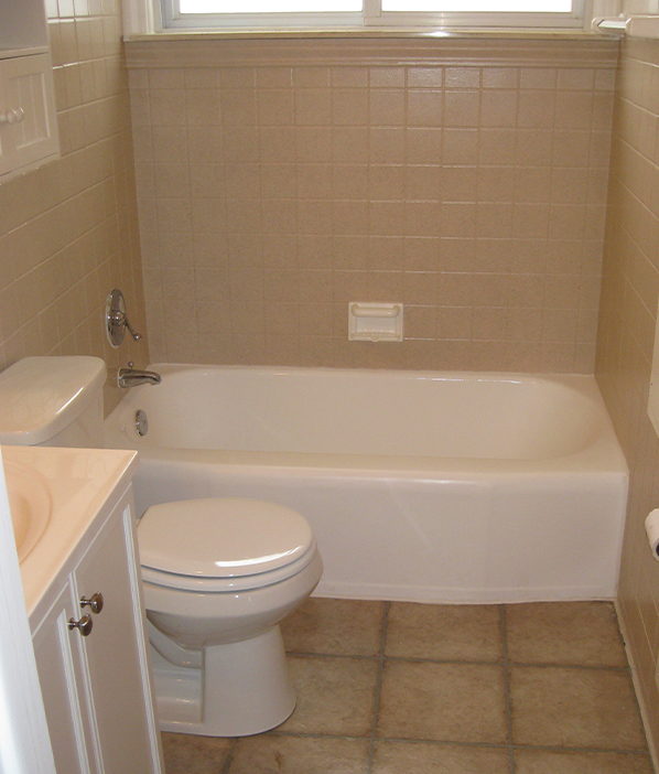 A simple bathroom with a bathtub